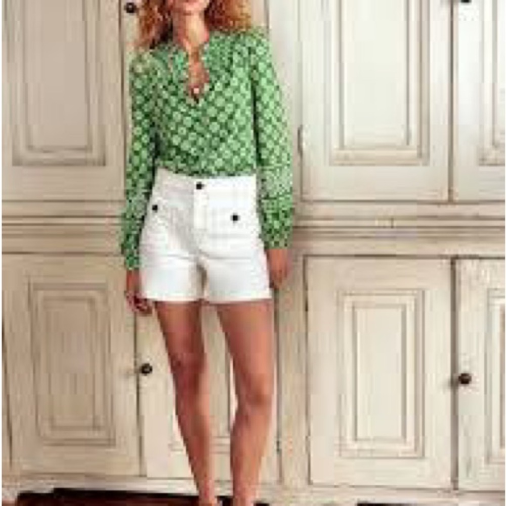 Boden Green Fay Smocked Jersey Shirt  green - Picture 5 of 13